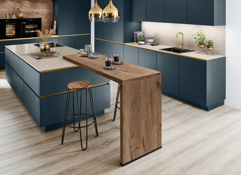 Nobilia Teal Matt Handleless Kitchen With Island 2 | Kutchenhaus, Basingstoke